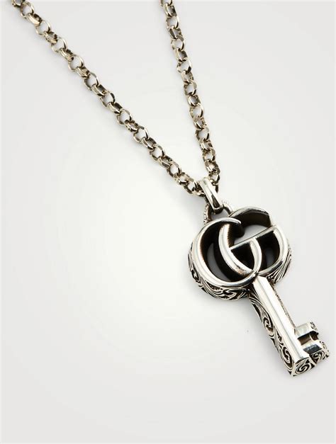 gucci silver key necklace|g silver necklace.